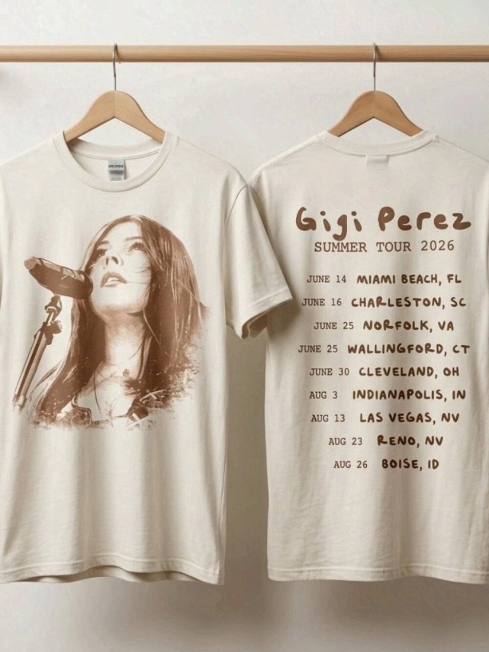 Gigi Perez Summer Tour 2026 T-Shirt Concert Merch, reprinted, 2-sided